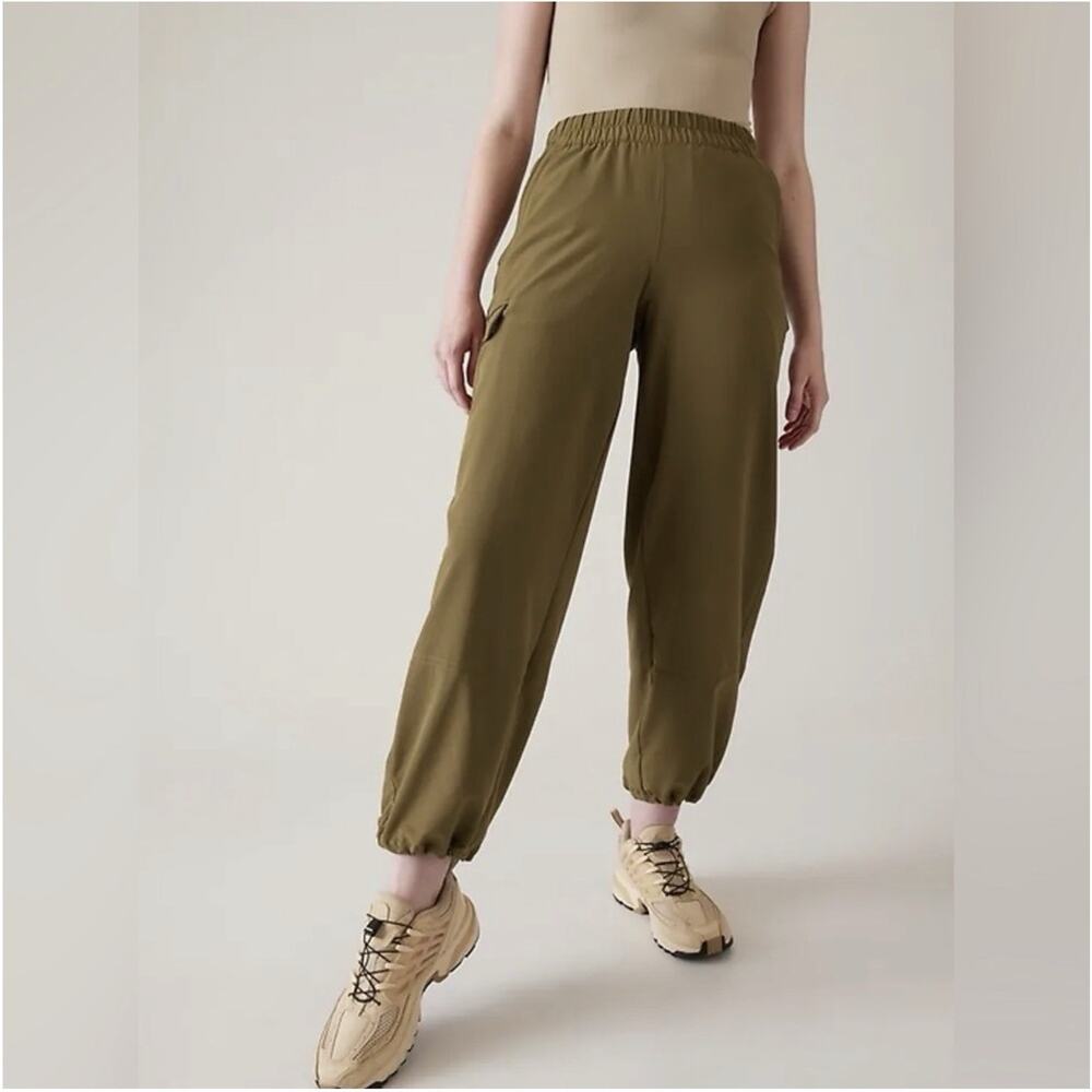 Athleta Boundless Low Rise Cargo Pants Green Y2K Baggy Gorpcore Womens Large